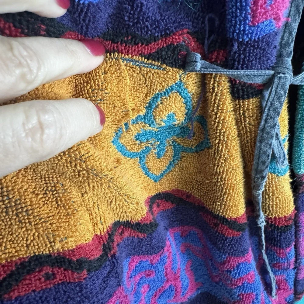Vintage TJ Lawford Women Turkish Cotton Terry Robe Size Small Terrycloth 80s 90s - Picture 10 of 12